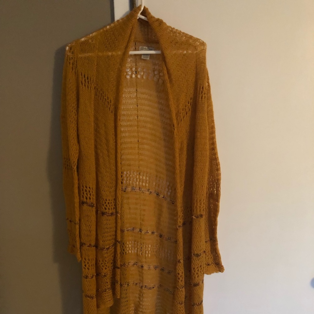 Lucky Brand Mustard Yellow/Orange Duster Sweater